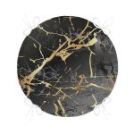 Siyah Zeminde Gold Renkli Çizim Desenli Dijital Baskılı Modern Yuvarlak Fermuarlı Sandalye Minderi Realhomes