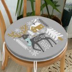 - RealHomes Yuvarlak Fermuarlı Minder - Realhomes Gri Zeminde Geyik Desenli Dijital Baskılı Modern Yuvarlak Fermuarlı Sandalye Minderi Realhomes
