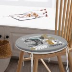 - RealHomes Yuvarlak Fermuarlı Minder - Realhomes Gri Zeminde Geyik Desenli Dijital Baskılı Modern Yuvarlak Fermuarlı Sandalye Minderi Realhomes