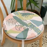 - RealHomes Yuvarlak Fermuarlı Minder - Realhomes  Pudra Zeminde Soyut Çizim Detaylı Dijital Baskılı Modern Yuvarlak Fermuarlı Sandalye Minderi Realhomes