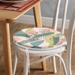 - RealHomes Yuvarlak Fermuarlı Minder - Realhomes  Pudra Zeminde Soyut Çizim Detaylı Dijital Baskılı Modern Yuvarlak Fermuarlı Sandalye Minderi Realhomes