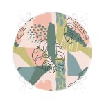 - RealHomes Yuvarlak Fermuarlı Minder - Realhomes  Pudra Zeminde Soyut Çizim Detaylı Dijital Baskılı Modern Yuvarlak Fermuarlı Sandalye Minderi Realhomes