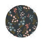 Siyah Zemin Üzerinde Renkli Çiçek Desenli Dijital Baskılı Modern Yuvarlak Fermuarlı Sandalye Minderi Realhomes