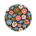 Siyah Zemin Üzerinde Renkli Çiçek Desenli Dijital Baskılı Modern Yuvarlak Fermuarlı Sandalye Minderi Realhomes