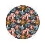 - RealHomes Yuvarlak Fermuarlı Minder - Realhomes Siyah Zemin Üzerinde Renkli Çiçek Desenli Dijital Baskılı Modern Yuvarlak Fermuarlı Sandalye Minderi Realhomes