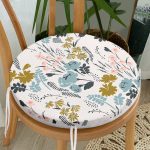 - RealHomes Yuvarlak Fermuarlı Minder - Realhomes Beyaz Zeminde Renkli Çiçek Desenli Dijital Baskılı Modern Yuvarlak Fermuarlı Sandalye Minderi Realhomes
