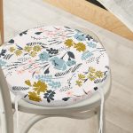 - RealHomes Yuvarlak Fermuarlı Minder - Realhomes Beyaz Zeminde Renkli Çiçek Desenli Dijital Baskılı Modern Yuvarlak Fermuarlı Sandalye Minderi Realhomes