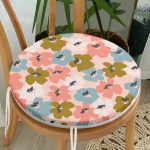 - RealHomes Yuvarlak Fermuarlı Minder - Realhomes Pudra Zeminde Onedraw Çizimli Renkli Çiçek Desenli Dijital Baskılı Modern Yuvarlak Fermuarlı Sandalye Minderi Realhomes