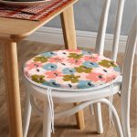 - RealHomes Yuvarlak Fermuarlı Minder - Realhomes Pudra Zeminde Onedraw Çizimli Renkli Çiçek Desenli Dijital Baskılı Modern Yuvarlak Fermuarlı Sandalye Minderi Realhomes