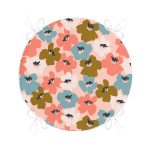 - RealHomes Yuvarlak Fermuarlı Minder - Realhomes Pudra Zeminde Onedraw Çizimli Renkli Çiçek Desenli Dijital Baskılı Modern Yuvarlak Fermuarlı Sandalye Minderi Realhomes