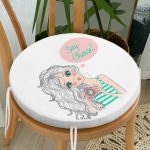 - RealHomes Yuvarlak Fermuarlı Minder - Realhomes Fashion Girl Dijital Baskılı Modern Yuvarlak Fermuarlı Sandalye Minderi Realhomes