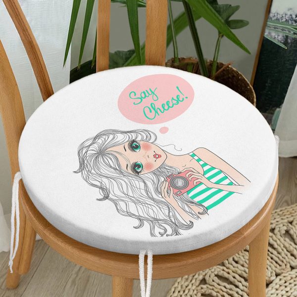 - RealHomes Yuvarlak Fermuarlı Minder - Realhomes  Flamingo Temalı Dijital Baskılı Yuvarlak Fermuarlı Sandalye Minderi Realhomes