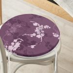 Renkli Zemin Üzerinde Çiçek Desenli Dijital Baskılı Modern Yuvarlak Fermuarlı Sandalye Minderi Realhomes