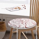 Beyaz Zemin Üzerinde Renkli Soyut Çizim Dijital Baskılı Modern Yuvarlak Fermuarlı Sandalye Minderi Realhomes