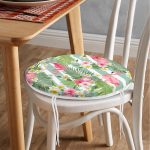 Realhomes Flamingo Desen Dijital Baskılı Modern Yuvarlak Fermuarlı Sandalye Minderi Realhomes