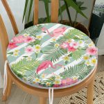 Realhomes Flamingo Desen Dijital Baskılı Modern Yuvarlak Fermuarlı Sandalye Minderi Realhomes