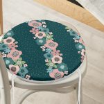 - RealHomes Yuvarlak Fermuarlı Minder - Realhomes  Renkli Zemin Üzerinde Çiçek Desenli Dijital Baskılı Modern Yuvarlak Fermuarlı Sandalye Minderi Realhomes
