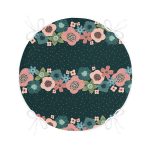 - RealHomes Yuvarlak Fermuarlı Minder - Realhomes  Renkli Zemin Üzerinde Çiçek Desenli Dijital Baskılı Modern Yuvarlak Fermuarlı Sandalye Minderi Realhomes