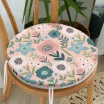 - RealHomes Yuvarlak Fermuarlı Minder - Realhomes Pudra Zemin Üzerinde Çiçek Desenli Dijital Baskılı Modern Yuvarlak Fermuarlı Sandalye Minderi Realhomes