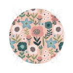 - RealHomes Yuvarlak Fermuarlı Minder - Realhomes Pudra Zemin Üzerinde Çiçek Desenli Dijital Baskılı Modern Yuvarlak Fermuarlı Sandalye Minderi Realhomes