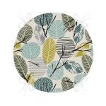 - RealHomes Yuvarlak Fermuarlı Minder - Realhomes  Beyaz Zemin Üzerinde Yaprak Desenli Dijital Baskılı Modern Yuvarlak Fermuarlı Sandalye Minderi Realhomes