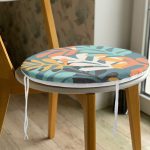 - RealHomes Yuvarlak Fermuarlı Minder - Realhomes Renkli Zemin Üzerinde Onedraw Çizimli Yaprak Motifli Dijital Baskılı Modern Yuvarlak Fermuarlı Sandalye Minderi Realhomes