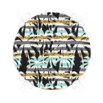 - RealHomes Yuvarlak Fermuarlı Minder - Realhomes  Beyaz Zemin Üzerinde Renkli Çizgili Yaprak Desenli Dijital Baskılı Modern Yuvarlak Fermuarlı Sandalye Minderi Realhomes