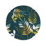 - RealHomes Yuvarlak Fermuarlı Minder - Realhomes  Renkli Zemin Üzerinde Yaprak Motifli Dijital Baskılı Modern Yuvarlak Fermuarlı Sandalye Minderi Realhomes