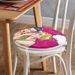 Fashion Girl Dijital Baskılı Modern Yuvarlak Fermuarlı Sandalye Minderi Realhomes