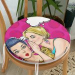 Fashion Girl Dijital Baskılı Modern Yuvarlak Fermuarlı Sandalye Minderi Realhomes