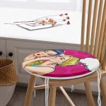 Fashion Girl Dijital Baskılı Modern Yuvarlak Fermuarlı Sandalye Minderi Realhomes