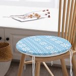 Mavi Zemin Üzerinde Kar tanesi Motifli Dijital Baskılı Modern Yuvarlak Fermuarlı Sandalye Minderi Realhomes