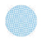 Mavi Zemin Üzerinde Kar tanesi Motifli Dijital Baskılı Modern Yuvarlak Fermuarlı Sandalye Minderi Realhomes