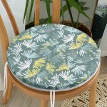 - RealHomes Yuvarlak Fermuarlı Minder - Realhomes Renkli Zemin Üzerinde Onedraw Çizimli Yaprak Motifli Dijital Baskılı Modern Yuvarlak Fermuarlı Sandalye Minderi Realhomes