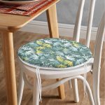 - RealHomes Yuvarlak Fermuarlı Minder - Realhomes Renkli Zemin Üzerinde Onedraw Çizimli Yaprak Motifli Dijital Baskılı Modern Yuvarlak Fermuarlı Sandalye Minderi Realhomes