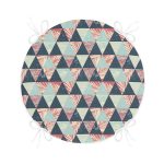 Renkli Zemin Üzerinde Üçgen Desenli Dijital Baskılı Modern Yuvarlak Fermuarlı Sandalye Minderi Realhomes