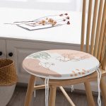 - RealHomes Yuvarlak Fermuarlı Minder - Realhomes  Beyaz Zeminde Geyik Desenli Bayan Silüeti Dijital Baskılı Modern Yuvarlak Fermuarlı Sandalye Minderi Realhomes