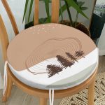 - RealHomes Yuvarlak Fermuarlı Minder - Realhomes  Beyaz Zeminde Çam Ağacı Desenli Dijital Baskılı Modern Yuvarlak Fermuarlı Sandalye Minderi Realhomes
