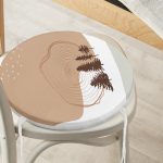 - RealHomes Yuvarlak Fermuarlı Minder - Realhomes  Beyaz Zeminde Çam Ağacı Desenli Dijital Baskılı Modern Yuvarlak Fermuarlı Sandalye Minderi Realhomes