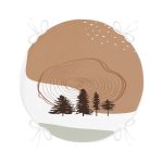 - RealHomes Yuvarlak Fermuarlı Minder - Realhomes  Beyaz Zeminde Çam Ağacı Desenli Dijital Baskılı Modern Yuvarlak Fermuarlı Sandalye Minderi Realhomes