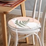 - RealHomes Yuvarlak Fermuarlı Minder - Realhomes Pastel Renkli Yaprak Motifli Dijital Baskılı Modern Yuvarlak Fermuarlı Sandalye Minderi Realhomes