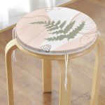 - RealHomes Yuvarlak Fermuarlı Minder - Realhomes Pastel Renkli Yaprak Motifli Dijital Baskılı Modern Yuvarlak Fermuarlı Sandalye Minderi Realhomes