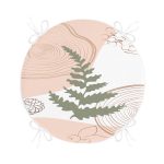 - RealHomes Yuvarlak Fermuarlı Minder - Realhomes Pastel Renkli Yaprak Motifli Dijital Baskılı Modern Yuvarlak Fermuarlı Sandalye Minderi Realhomes