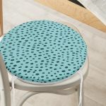 - RealHomes Yuvarlak Fermuarlı Minder - Realhomes Renkli Zemin Üzerinde Siyah Puantiye Desenli Dijital Baskılı Modern Yuvarlak Fermuarlı Sandalye Minderi Realhomes