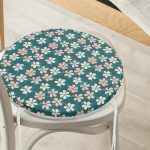 - RealHomes Yuvarlak Fermuarlı Minder - Realhomes Renkli Zemin Üzerinde Yaprak Motifli Dijital Baskılı Modern Yuvarlak Fermuarlı Sandalye Minderi Realhomes