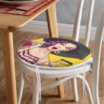 Pop Art Resimli Dijital Baskılı Yuvarlak Fermuarlı Sandalye Minderi Realhomes