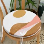 - RealHomes Yuvarlak Fermuarlı Minder - Realhomes  Pastel Renkli Zemin Üzerinde Onedraw Çizimli Dijital Baskılı Modern Yuvarlak Fermuarlı Sandalye Minderi Realhomes