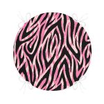 - RealHomes Yuvarlak Fermuarlı Minder - Realhomes Siyah Zemin Üzerinde Pembe Renkli Çizim Dijital Baskılı Modern Yuvarlak Fermuarlı Sandalye Minderi Realhomes