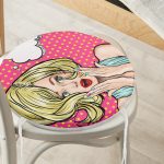 - RealHomes Yuvarlak Fermuarlı Minder - Realhomes  Pop Art Resimli Dijital Baskılı Yuvarlak Fermuarlı Sandalye Minderi Realhomes