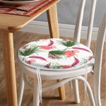 - RealHomes Yuvarlak Fermuarlı Minder - Realhomes Flamingo Desen Dijital Baskılı Modern Yuvarlak Fermuarlı Sandalye Minderi Realhomes